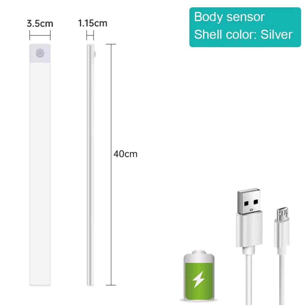 Motion Sensor Light Wireless LED Night Light USB Rechargeable Night Lamp Cabinet Wardrobe Lamp under Backlight for Kitchen Led