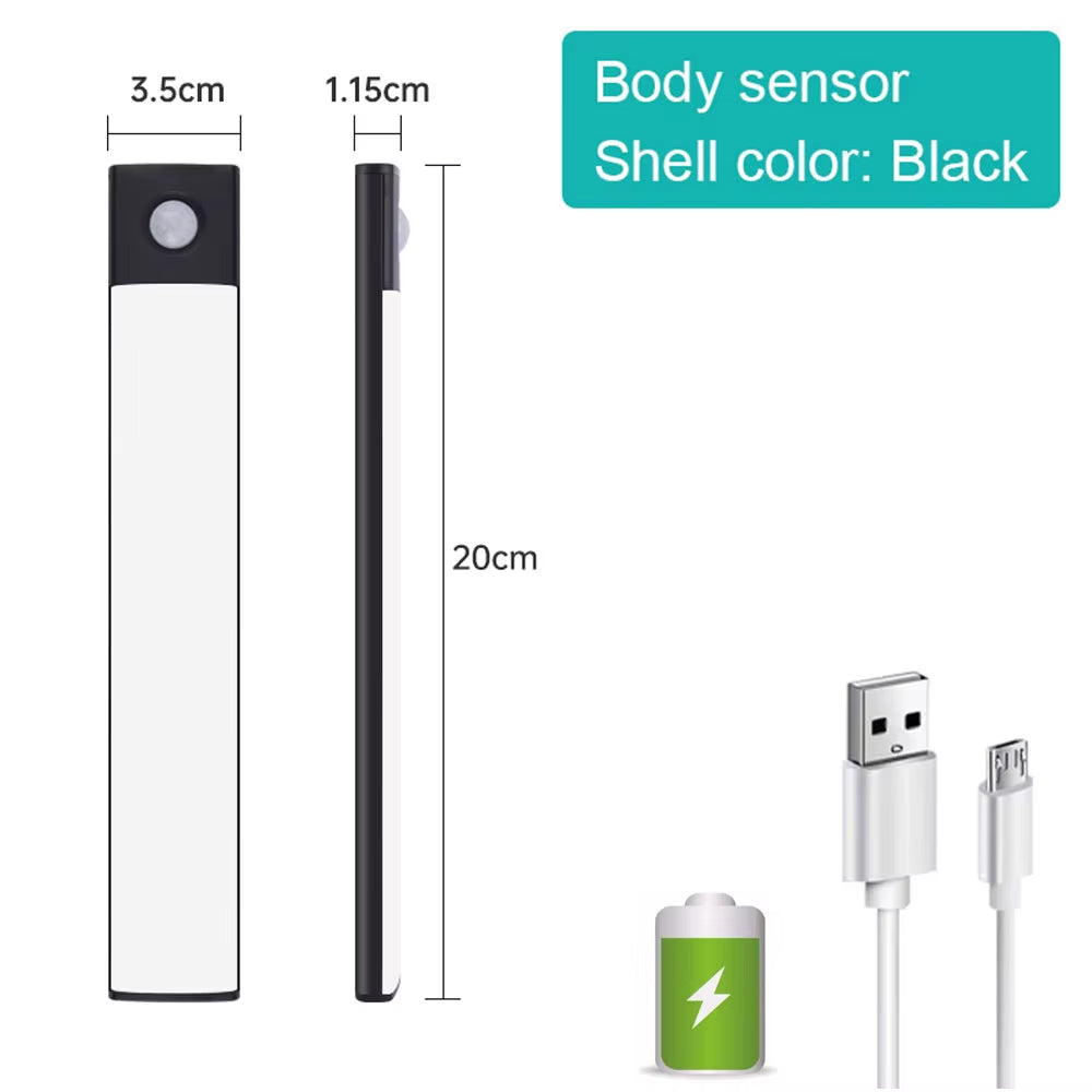 Motion Sensor Light Wireless LED Night Light USB Rechargeable Night Lamp Cabinet Wardrobe Lamp under Backlight for Kitchen Led