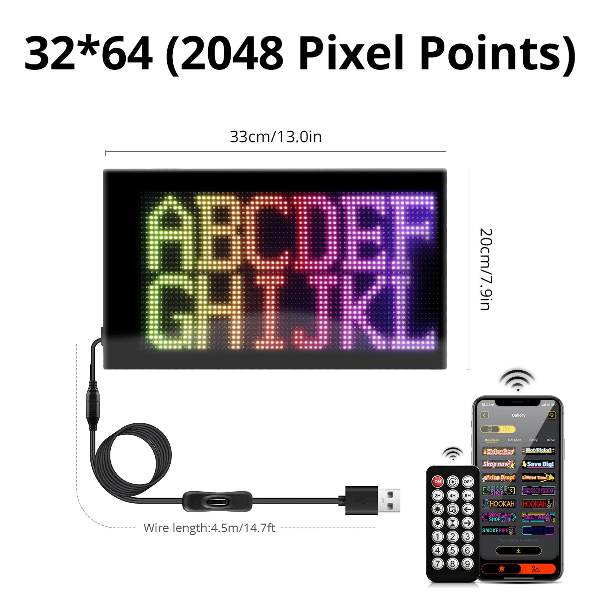 Double Row Display RGB LED Matrix Pixel Panel Screen Smart Programmable DIY Car Devil Eyes Sign Text Anime Advertising Light