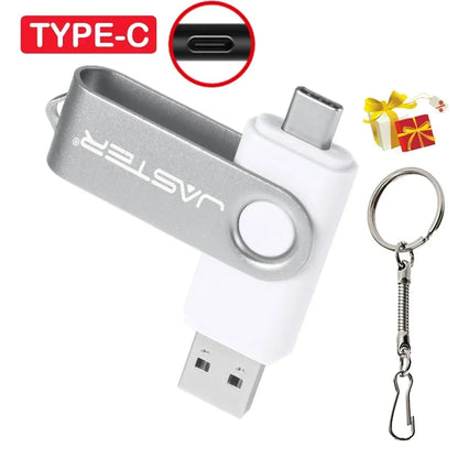 TYPE-C USB Flash Drive 64GB 2 in 1 Real Capacity Pen Drive 32GB Gift Keychain Memory Stick Business Gift U Disk for Mobile Phone