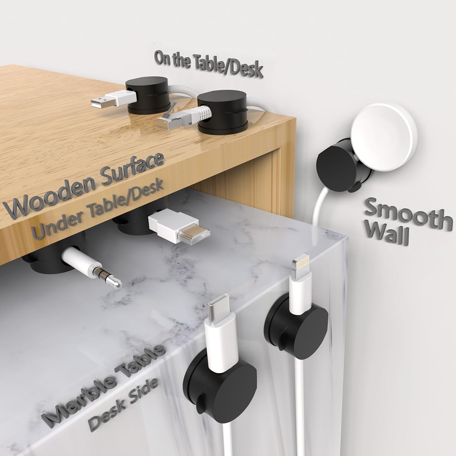 10 Stück Kabelhalter Kabelclips [360° Drehbar] Magnetische Selbstklebende Kabel Organizer Für Schreibtisch, Wand, Telefon, Zuhause, Büro, Auto, Kompatibel Mit Kabel Bis Zu 7,5 Mm (Schwarz)