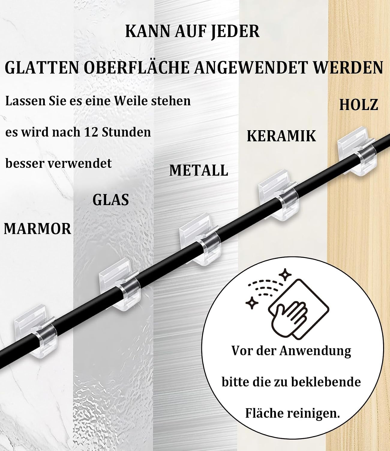 Miuco 120 Stück Kabelhalter Selbstklebend - Kabelclips Für Kabelmanagement Und Kabel Organizer - Kabelklemmen & Kabelbefestigung Am Schreibtisch - Transparent Kabelführung (Lichterkette Befestigung)
