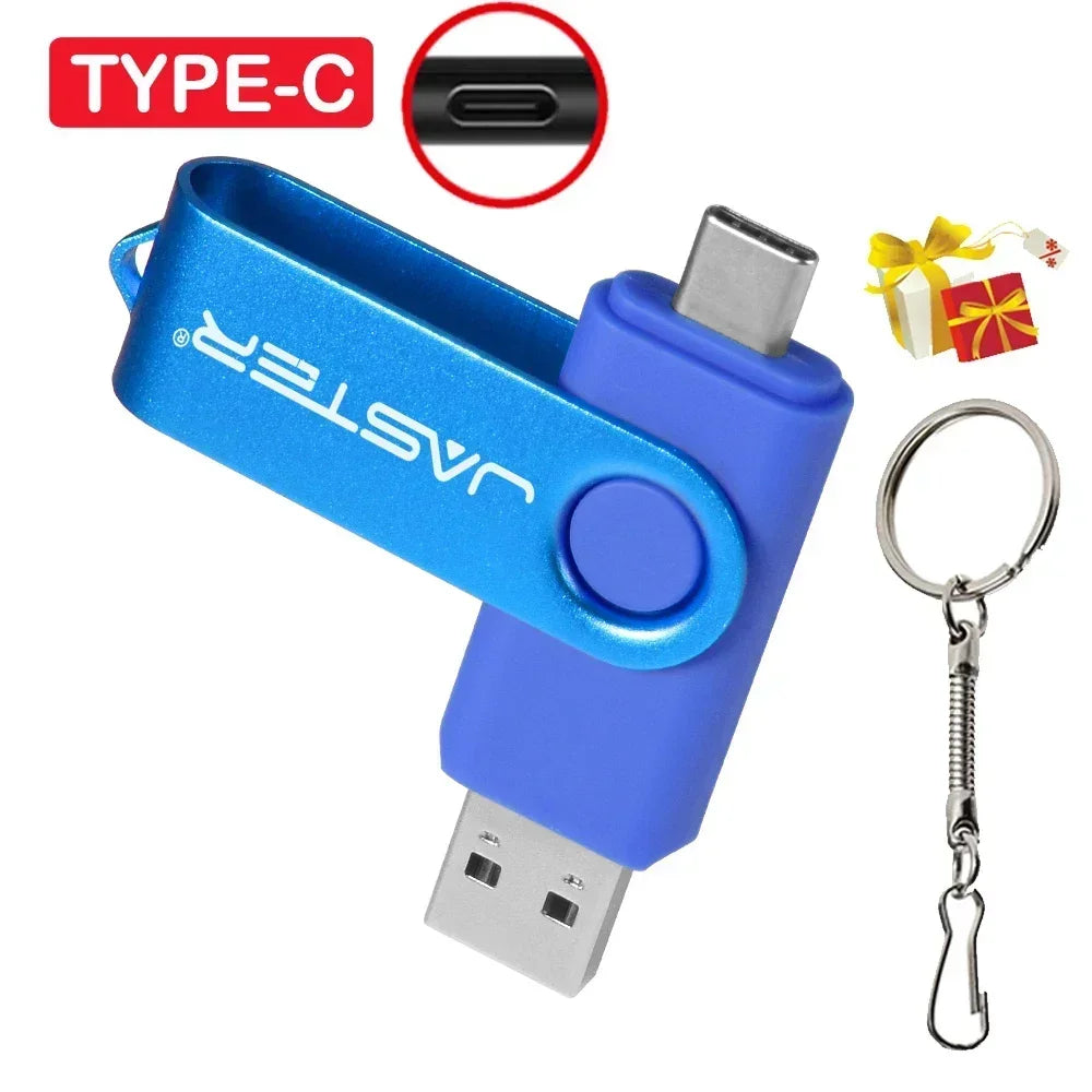 TYPE-C USB Flash Drive 64GB 2 in 1 Real Capacity Pen Drive 32GB Gift Keychain Memory Stick Business Gift U Disk for Mobile Phone