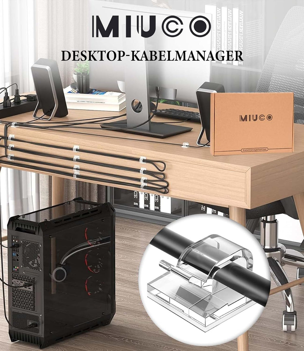 Miuco 120 Stück Kabelhalter Selbstklebend - Kabelclips Für Kabelmanagement Und Kabel Organizer - Kabelklemmen & Kabelbefestigung Am Schreibtisch - Transparent Kabelführung (Lichterkette Befestigung)