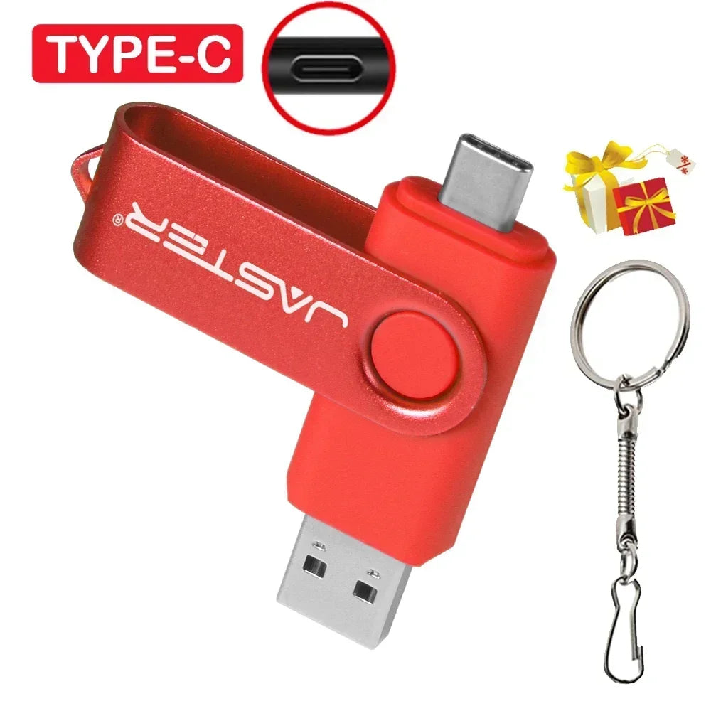 TYPE-C USB Flash Drive 64GB 2 in 1 Real Capacity Pen Drive 32GB Gift Keychain Memory Stick Business Gift U Disk for Mobile Phone