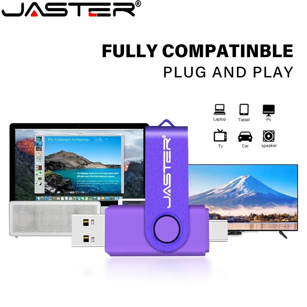 TYPE-C USB Flash Drive 64GB 2 in 1 Real Capacity Pen Drive 32GB Gift Keychain Memory Stick Business Gift U Disk for Mobile Phone