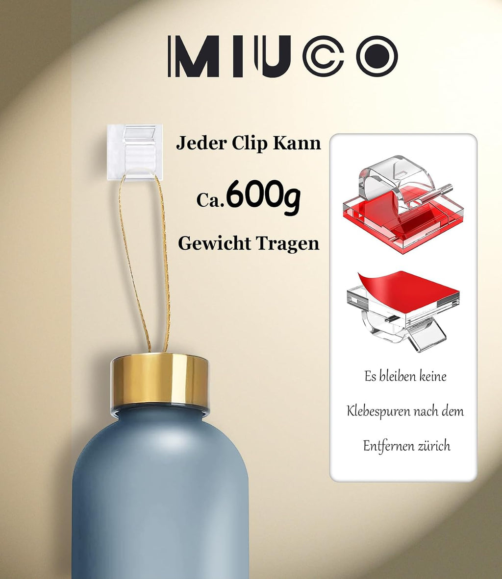 Miuco 120 Stück Kabelhalter Selbstklebend - Kabelclips Für Kabelmanagement Und Kabel Organizer - Kabelklemmen & Kabelbefestigung Am Schreibtisch - Transparent Kabelführung (Lichterkette Befestigung)