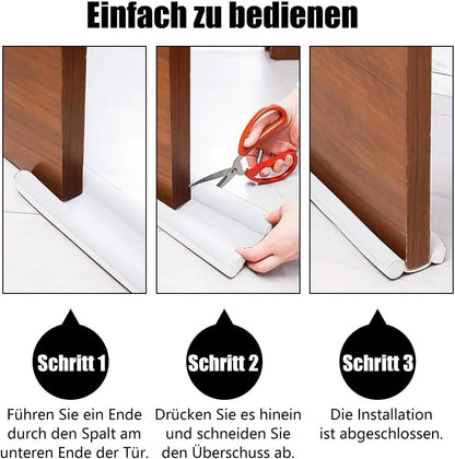 Zugluftstopper Für Türen,1 Stück Türen Zugluftstopper Mit Doppeldichtung,Türbodendichtung,Effektive Gegen Zugluft,Kälte, Lärm Und Insekt,(96Cm/Weiß)