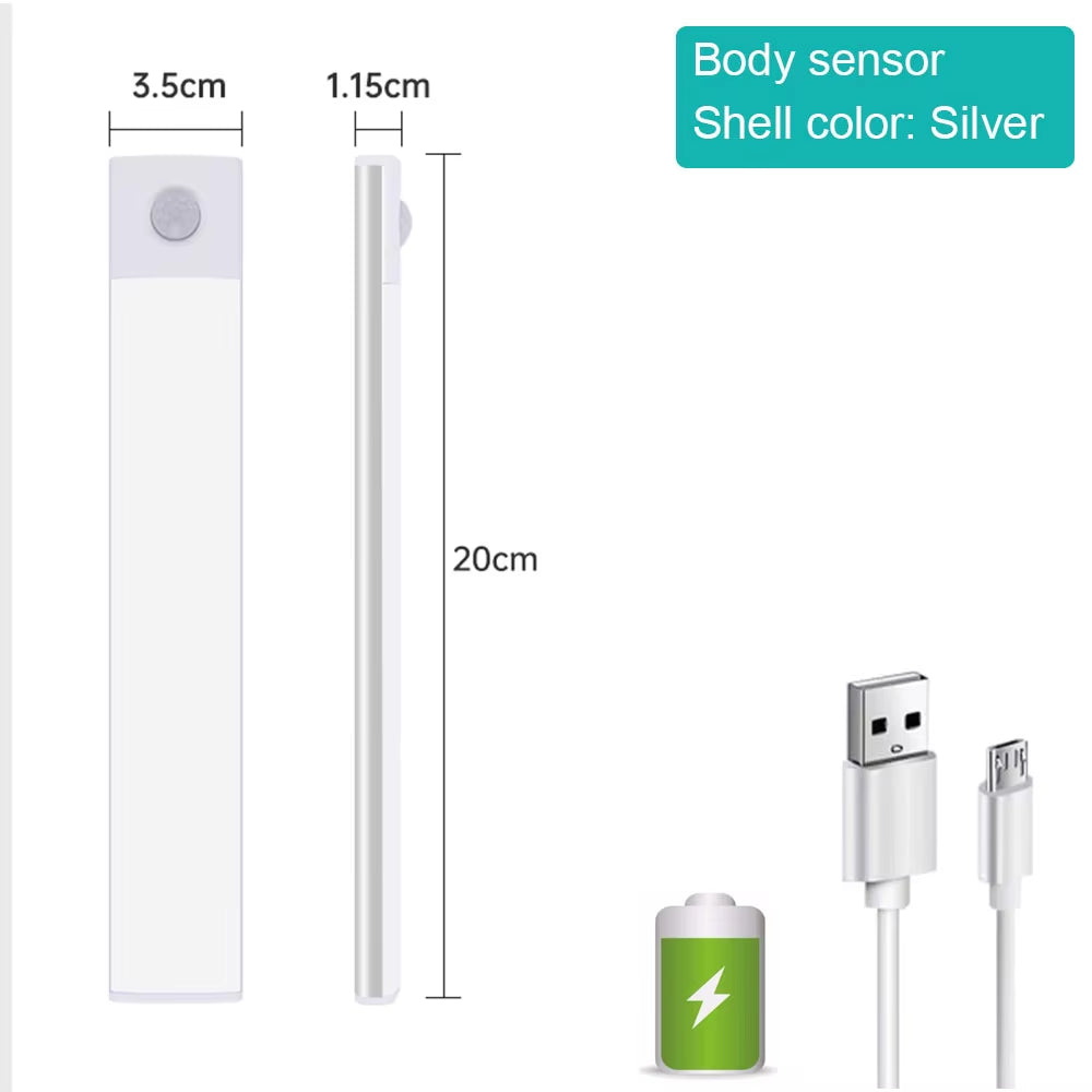 Motion Sensor Light Wireless LED Night Light USB Rechargeable Night Lamp Cabinet Wardrobe Lamp under Backlight for Kitchen Led