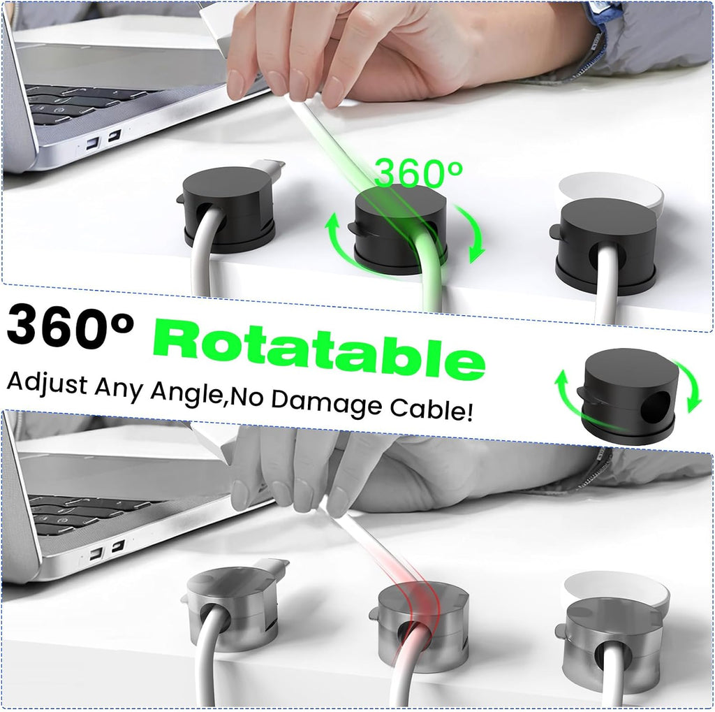 10 Stück Kabelhalter Kabelclips [360° Drehbar] Magnetische Selbstklebende Kabel Organizer Für Schreibtisch, Wand, Telefon, Zuhause, Büro, Auto, Kompatibel Mit Kabel Bis Zu 7,5 Mm (Schwarz)