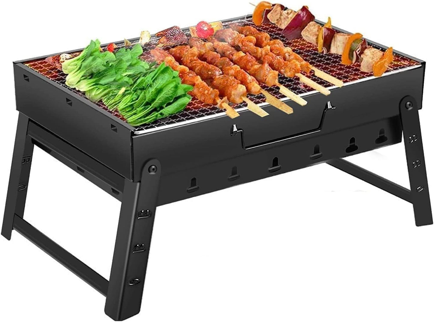 BBQ Barbecue Grill, Tragbarer Klappkohlegrill Schreibtisch Tischplatte Outdoor Edelstahl Smoker BBQ Für Picknick Garten Terrasse Camping Reisen