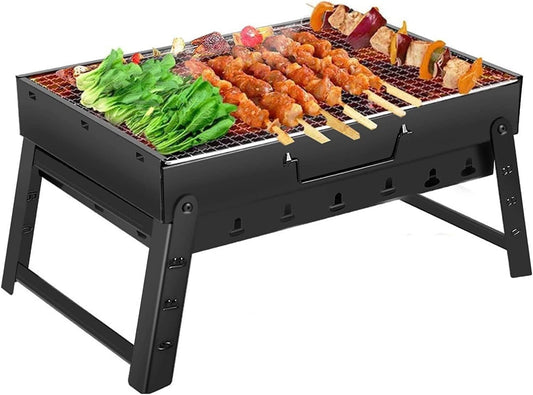 BBQ Barbecue Grill, Tragbarer Klappkohlegrill Schreibtisch Tischplatte Outdoor Edelstahl Smoker BBQ Für Picknick Garten Terrasse Camping Reisen