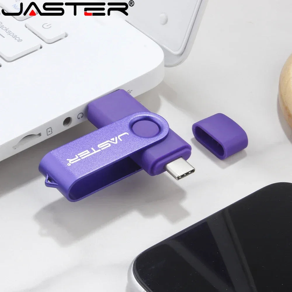 TYPE-C USB Flash Drive 64GB 2 in 1 Real Capacity Pen Drive 32GB Gift Keychain Memory Stick Business Gift U Disk for Mobile Phone