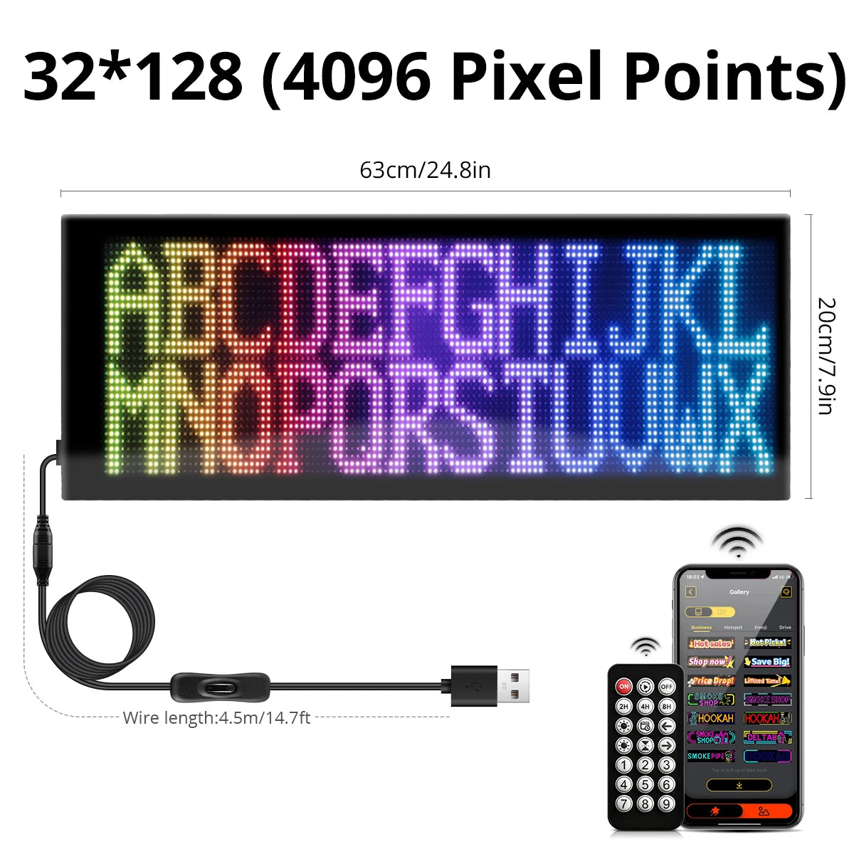 Double Row Display RGB LED Matrix Pixel Panel Screen Smart Programmable DIY Car Devil Eyes Sign Text Anime Advertising Light