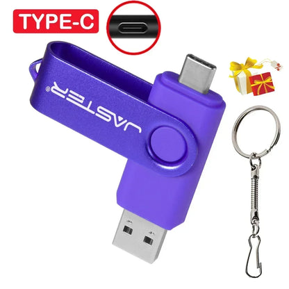 TYPE-C USB Flash Drive 64GB 2 in 1 Real Capacity Pen Drive 32GB Gift Keychain Memory Stick Business Gift U Disk for Mobile Phone