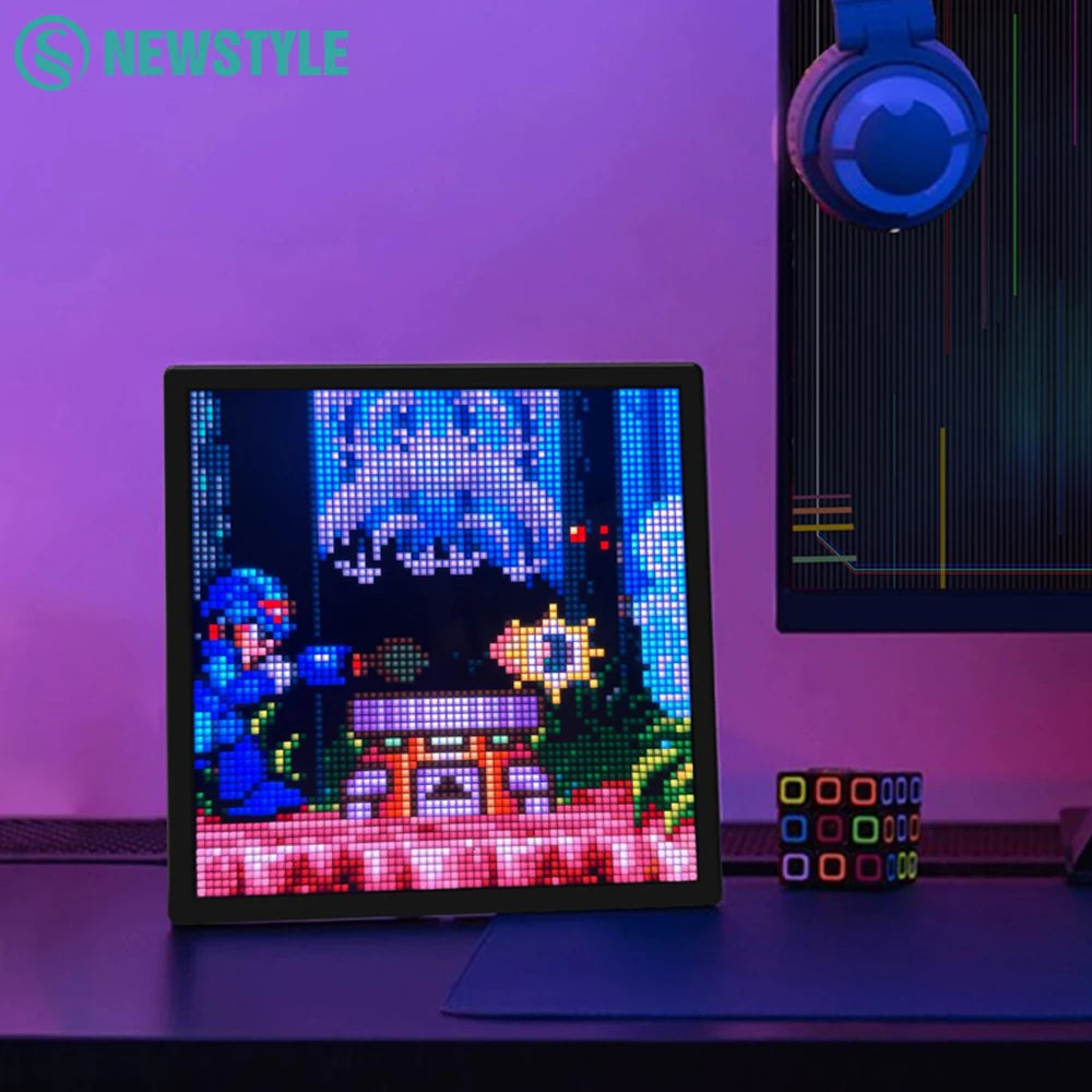 LED Pixel Matrix Bluetooth Smart Display 64X64 RGB Digital Lamp Panel DIY Art Display Gaming Anime Room Decor Frame APP Control