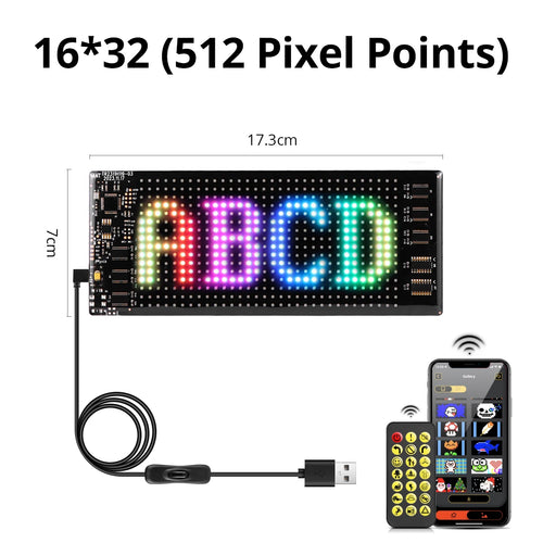 Double Row Display RGB LED Matrix Pixel Panel Screen Smart Programmable DIY Car Devil Eyes Sign Text Anime Advertising Light