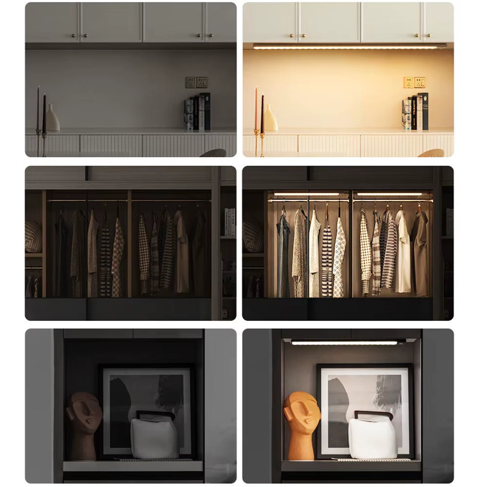 Motion Sensor Light Wireless LED Night Light USB Rechargeable Night Lamp Cabinet Wardrobe Lamp under Backlight for Kitchen Led
