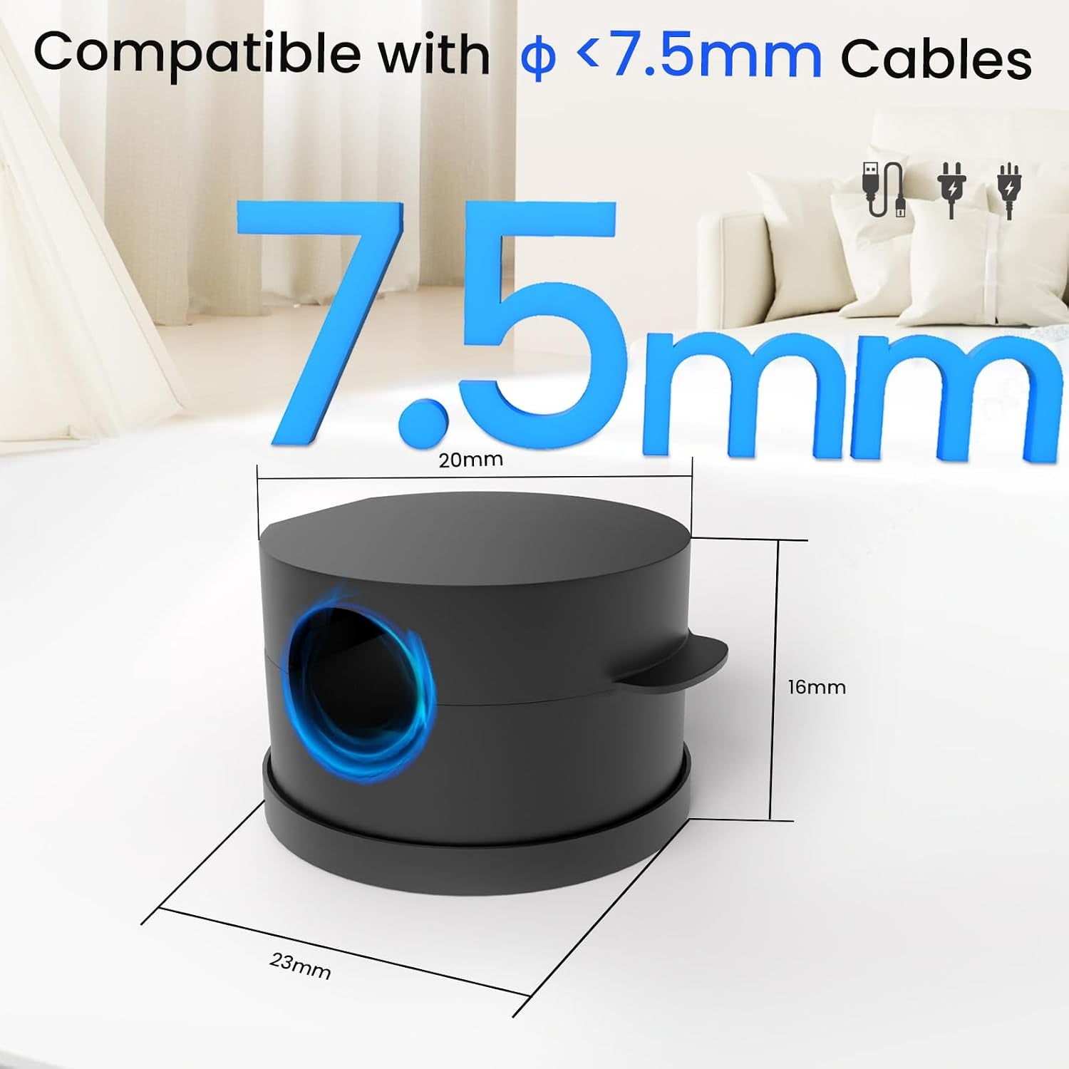 10 Stück Kabelhalter Kabelclips [360° Drehbar] Magnetische Selbstklebende Kabel Organizer Für Schreibtisch, Wand, Telefon, Zuhause, Büro, Auto, Kompatibel Mit Kabel Bis Zu 7,5 Mm (Schwarz)