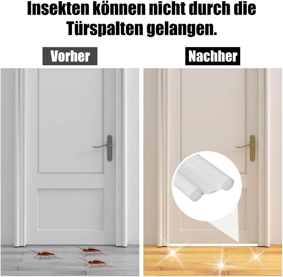 Zugluftstopper Für Türen,1 Stück Türen Zugluftstopper Mit Doppeldichtung,Türbodendichtung,Effektive Gegen Zugluft,Kälte, Lärm Und Insekt,(96Cm/Weiß)