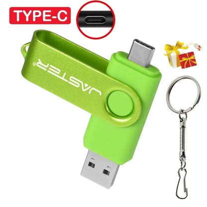 TYPE-C USB Flash Drive 64GB 2 in 1 Real Capacity Pen Drive 32GB Gift Keychain Memory Stick Business Gift U Disk for Mobile Phone