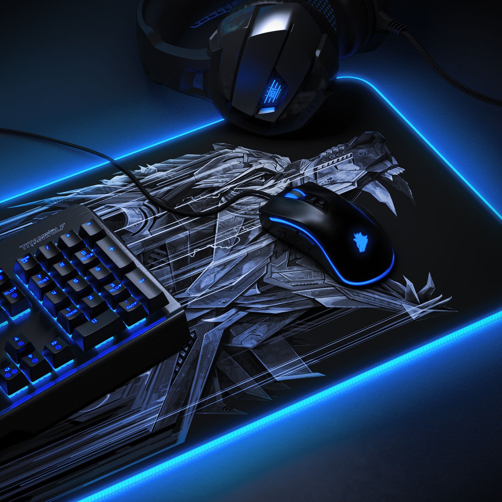 Titanwolf Lightning RGB Gaming Mauspad 800 X 300 X 4Mm Xl-Formal LED Multi Color